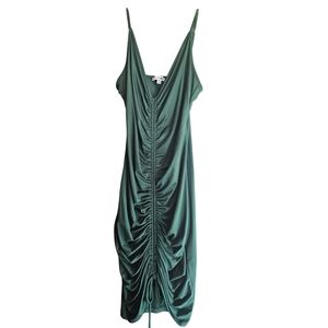 Fashion Nova Shanghai Ruched Dress Hunter Green